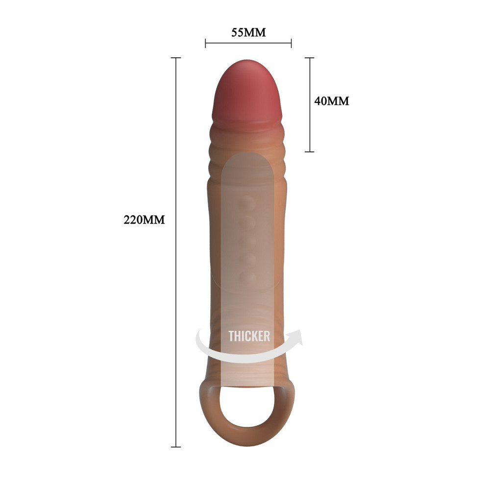 Подовжуюча насадка з вібростимуляцією ( на 4 см ) Pretty Love - 8.7" Vibrating Penis Sleeve, BI-026241Z-1 Sex Aura Київ - фото 10