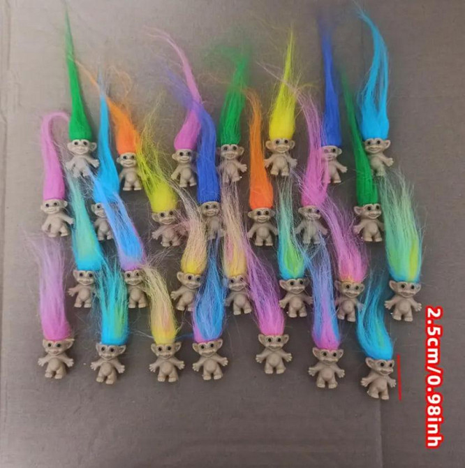 Щасливий троль з різнокольоровим волоссям | Міні-фігурка для декору, творчості, колекціонування та п Київ - фото 3