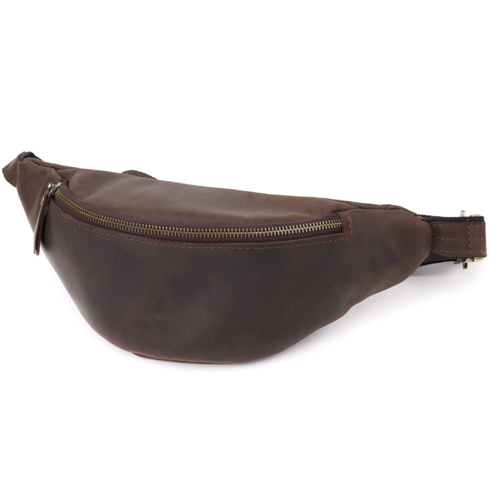 Добротная сумка бананка для мужчин из винтажной натуральной кожи Shvigel 23139 Коричневый Киев - изображение 1