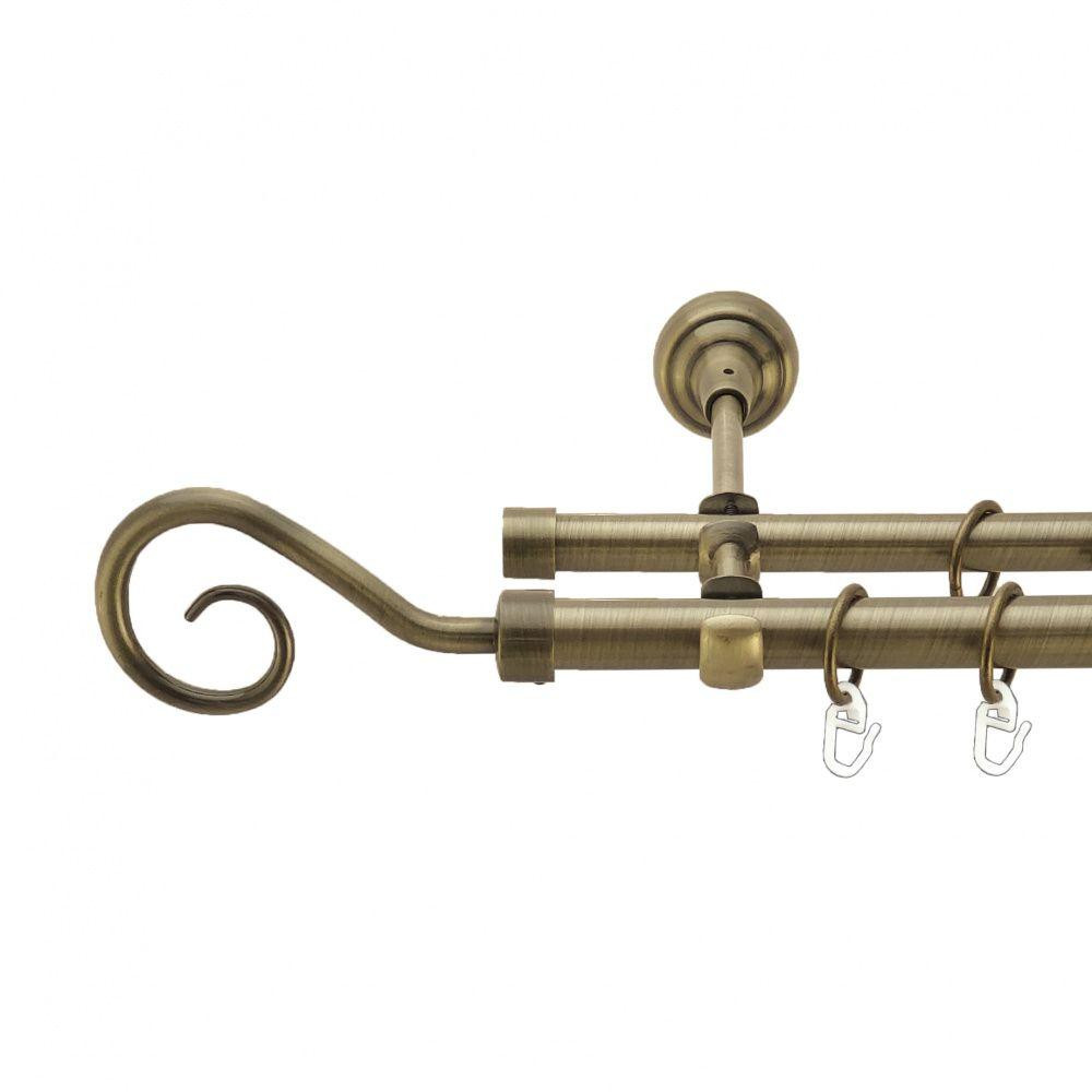 Карниз Orvit Гак металевий дворядний відкритий гладка труба кільце металеве Антик 19\16 мм 200 см (4003806) Львів - фото 1