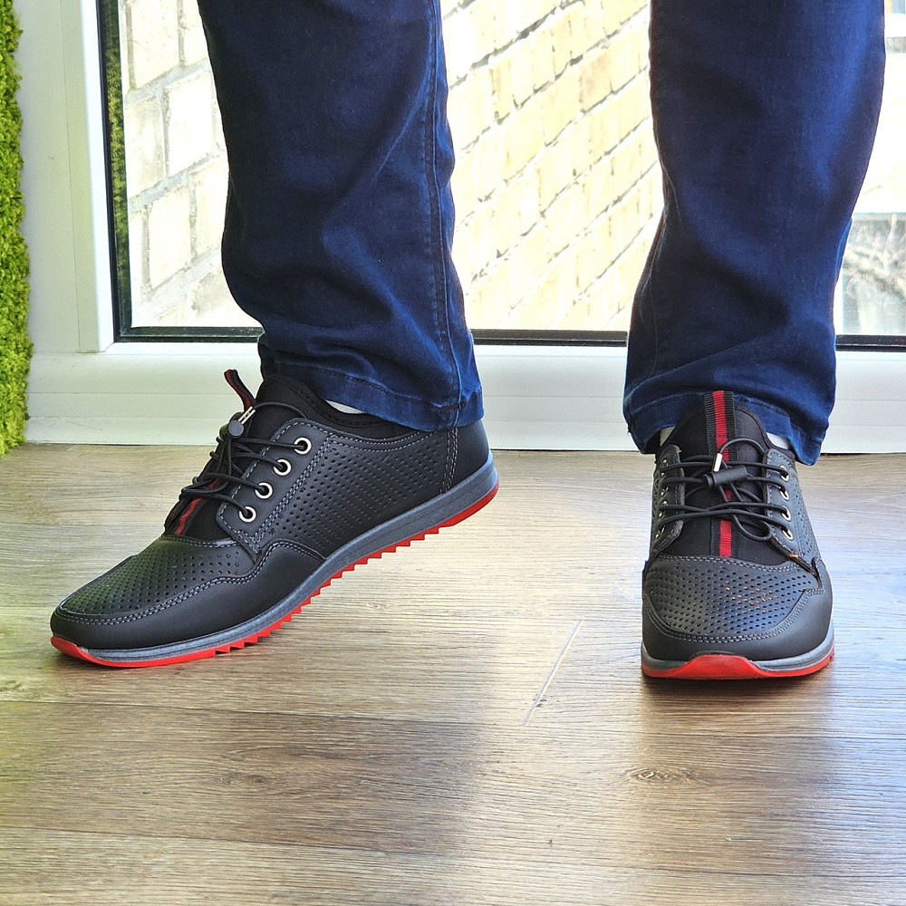 Чоловічі мокасини Літні Чорні Туфлі Сіточка Перфорований у дірочку (розміри: 40,41,42,43,44,45) - 218-2 Дніпро - фото 9