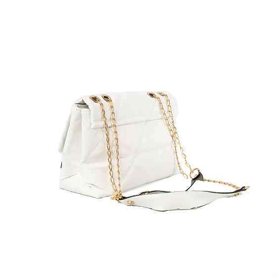 Сумка женская из качественной искусственной кожи со стеганым узором и ручкой-цепочкой, Белый Каменец-Подольский