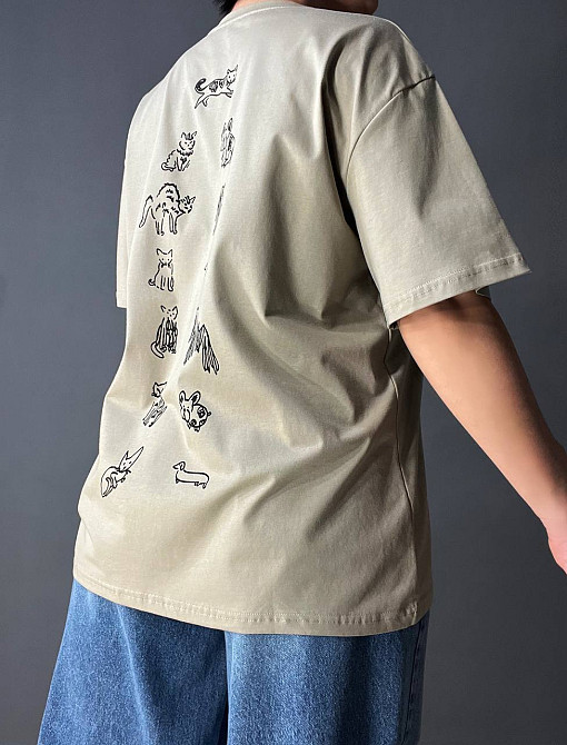 Футболка женская A-N 2358 оверсайз с рисунком животных на спине, хаки, one size Киев - изображение 10