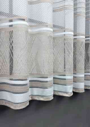 Короткий тюль VR-Textil 1954т Жаккард Белый с капучино 300х145 см (42-0902) Киев