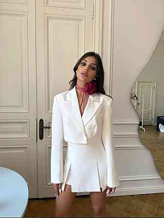 Женский стильный костюм двойка: жакет и юбка-шорты костюмка Одесса