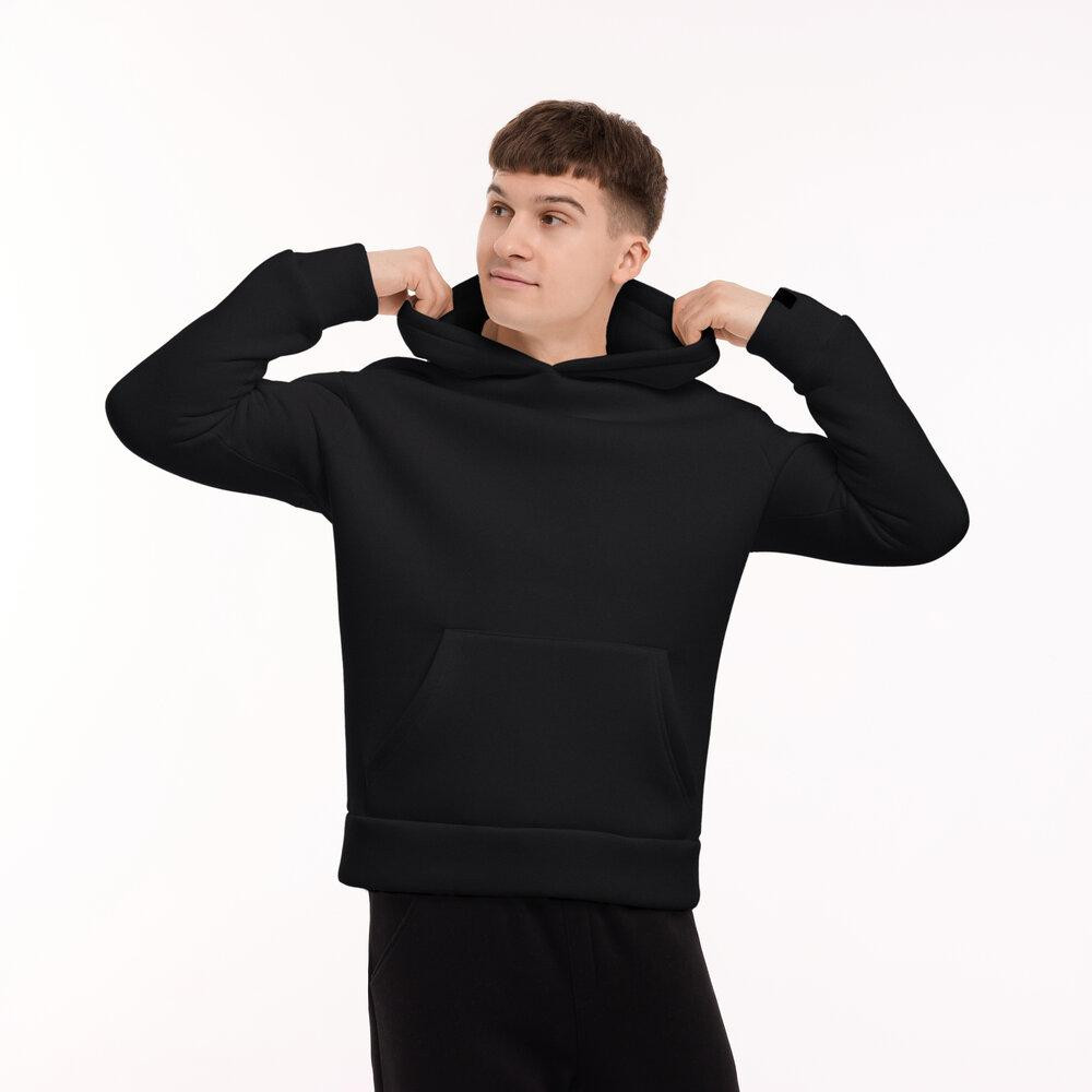 Тепле чоловіче худі на флісі з капюшоном чорне Pobedov 008 ЗИМА Київ - фото 13