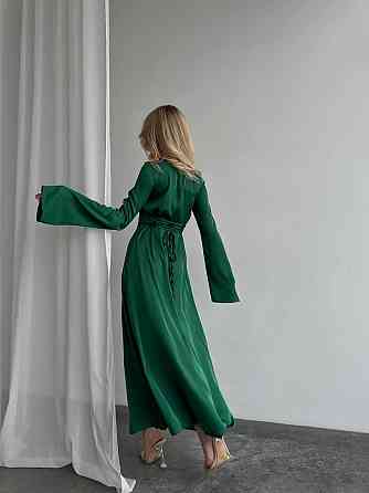 Женское нарядное платье со шнуровкой на спинке шелк Армани Зеленый, 46/48 Одесса