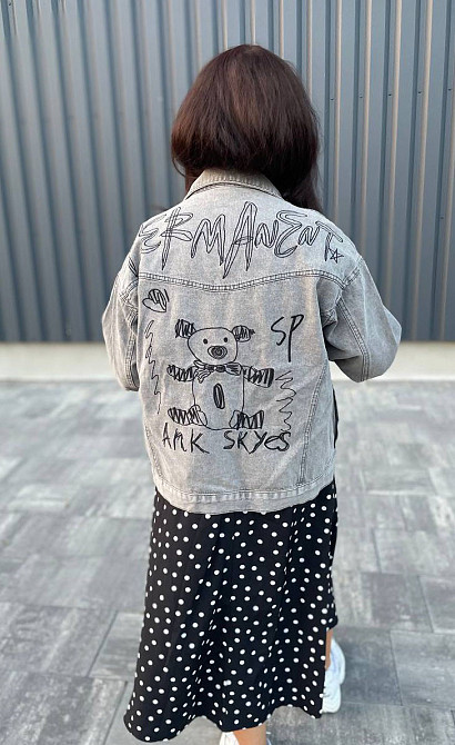 Джинсовая куртка женская весна/осень р 42-46 Серый Харьков - изображение 2