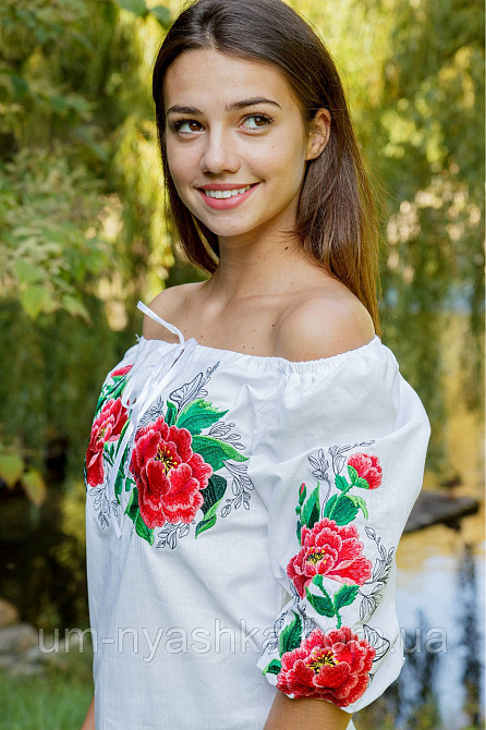 Жіноча натуральна вишиванка "Юстина" для жінок і дівчаток-підлітків біла Кривий Ріг - фото 2