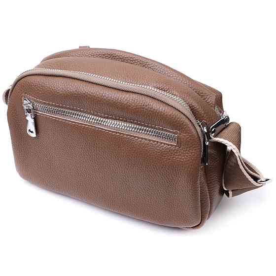 Модная сумка на каждый день с двумя отделениями из натуральной кожи Vintage 22596 Коричневый Киев