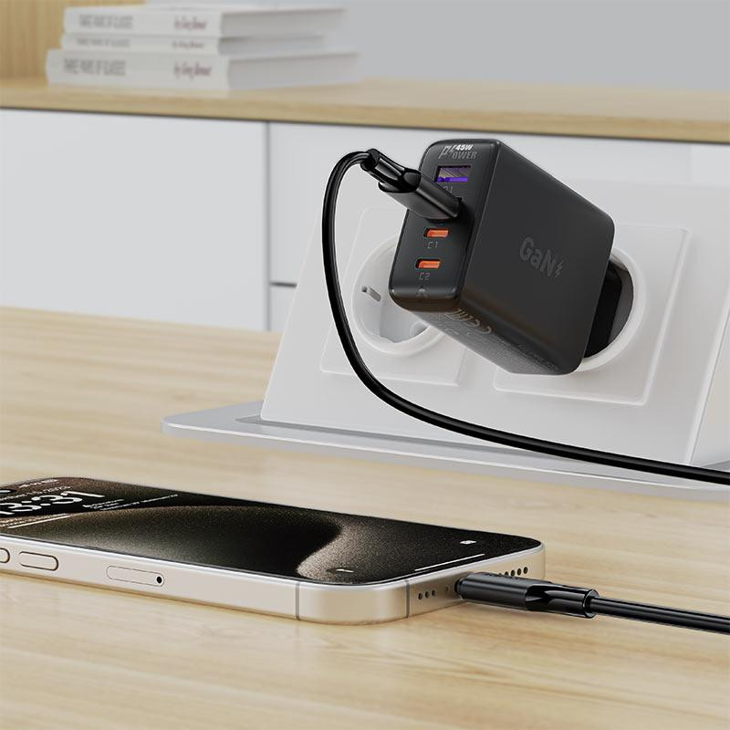 Кабель ACEFAST C17-04 USB-A to USB-C silicone charging data cable Black Одеса - фото 5