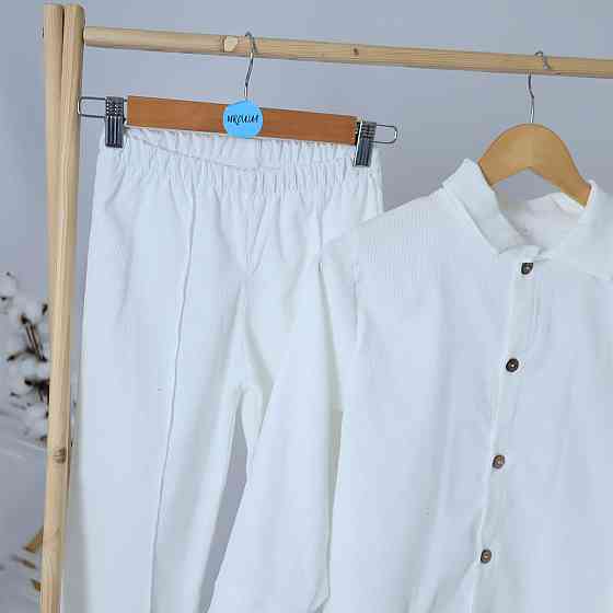 Святковий вельветовий костюм білого кольору для хлопчика  костюм до школи сорочка + штани Кам'янець-Подільський