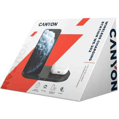 Зарядное устройство Canyon 2in1 Wireless 10W/7.5W/5W Type-C 1.2 m (CNS-WCS202B) Винница