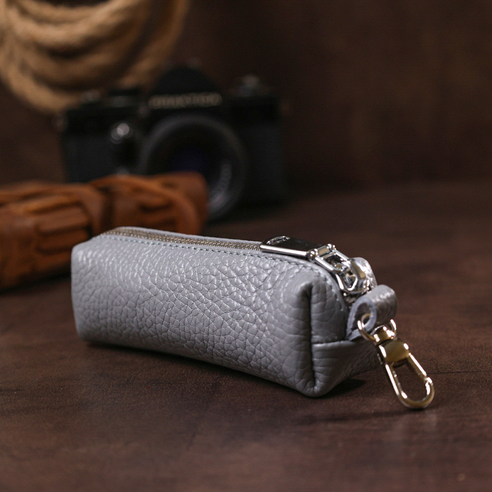 Модна шкіряна ключниця Shvigel 16543 Сірий Київ - фото 7