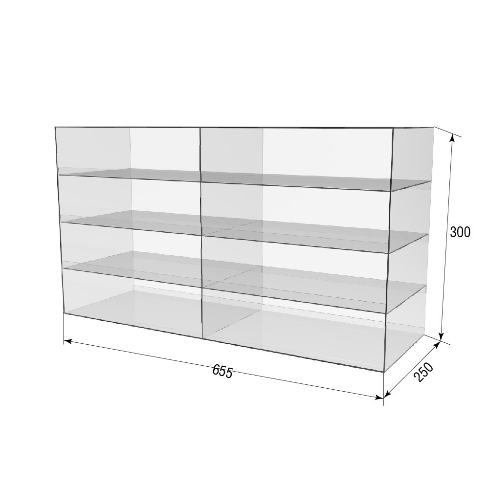 Підставка вітрина EKOSTAR 4 полки 900х300х500 акрил 3 мм Київ - фото 3