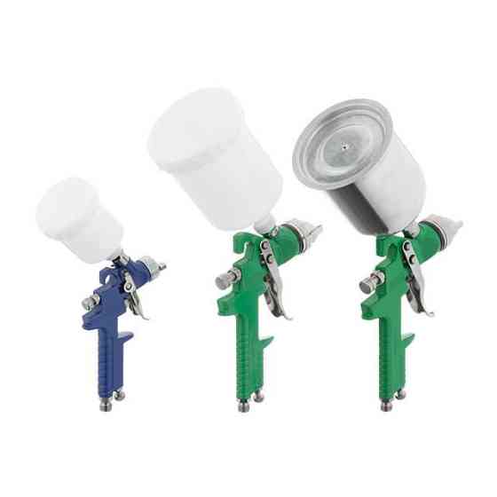 Набір фарбопультів HVLP 3 од., (форсунки 0,8, 1,3, 1,7 мм), регулятор тиску, два пластикових та один металевий бачок INTERTOOL Київ