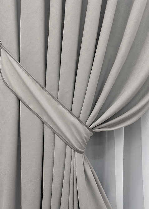 Комплект готовых штор VR-Textil Микровелюр Petek № 1832ш Светло-серый 100х270 см 2 шт (31-0019) Киев - изображение 5