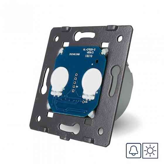 Сенсорна кнопка LIVOLO, 2-сенсори, без фіксації (дзвінковий / імпульсний), 230В з нейтраллю, безпотенційний / сухий контакт (VL-FC2NB-2G) Коломыя