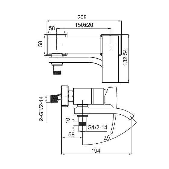 Змішувач для ванни з коротким виливом Koer KB-41007-05    ( KR3455 ) 36173 Харків