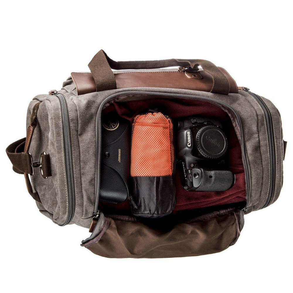 Дорожня сумка текстильна з кишенею Vintage 20191 Сіра Київ - фото 1