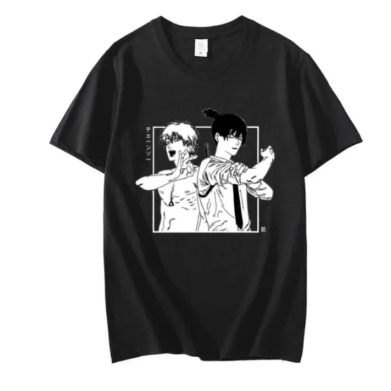 Футболка для хлопчика з аніме принтом Человек Бензопила оверсайз (зріст від 165 до 180) Чорний AnimeT1015m Дніпро