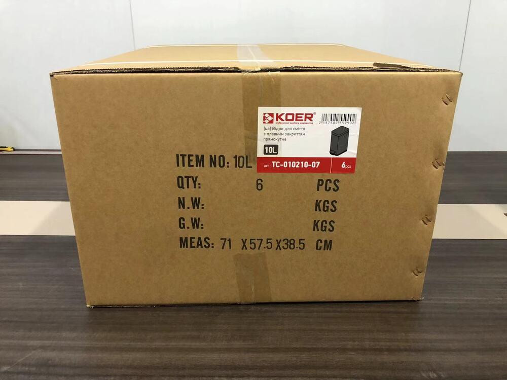 Прямоугольное мусорное ведро 10 л с плавным закрыванием Koer TC-010210-07 серое (KR5599) Харьков - изображение 6
