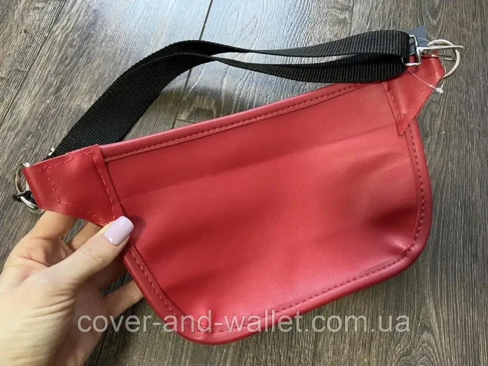 Модная женская сумка бананка из натуральной кожи красного цвета PS Leather Киев - изображение 7