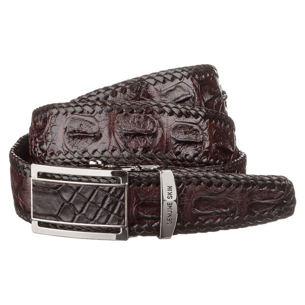 Ремінь-автомат CROCODILE LEATHER 18171 з натуральної шкіри крокодила Коричневий Київ - фото 1
