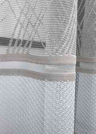 Короткий тюль VR-Textil 1954т Жаккард Белый с капучино 300х145 см (42-0902) Киев