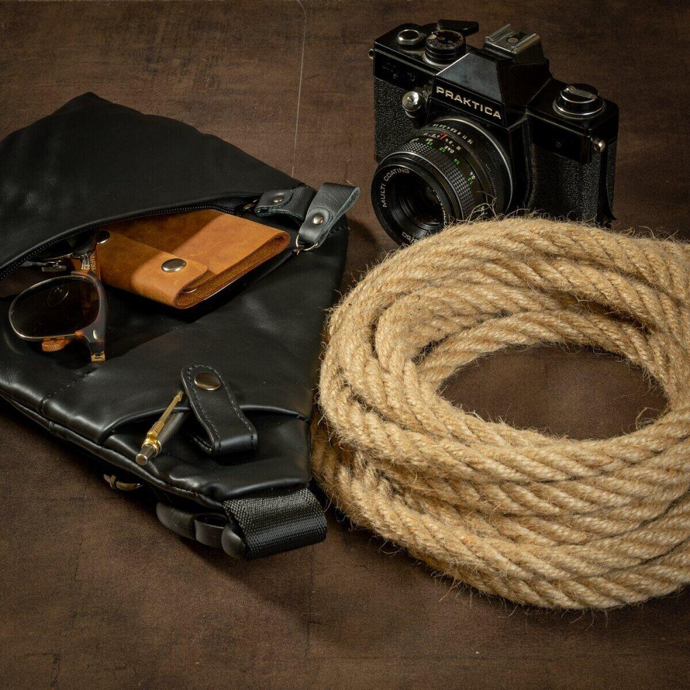 Практичная сумка через плечо кожаная 14997 Vintage Черная Киев - изображение 6