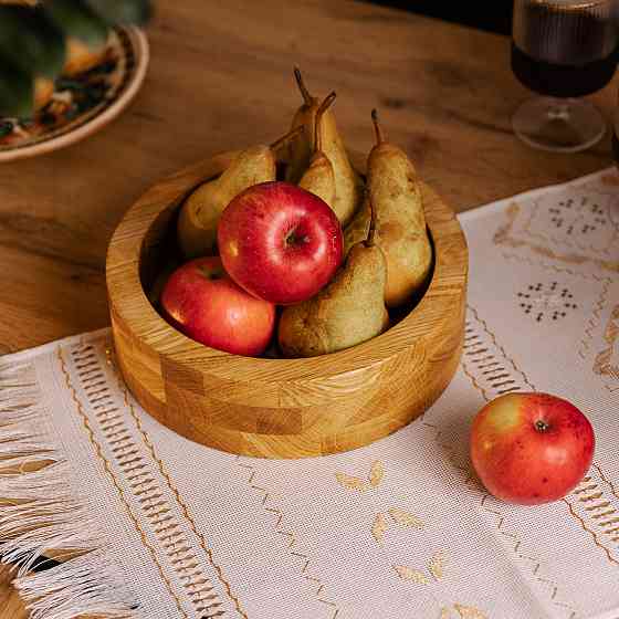 Дерев'яна миска для подачі 22 см глибока з дуба B2W220180 Коломыя