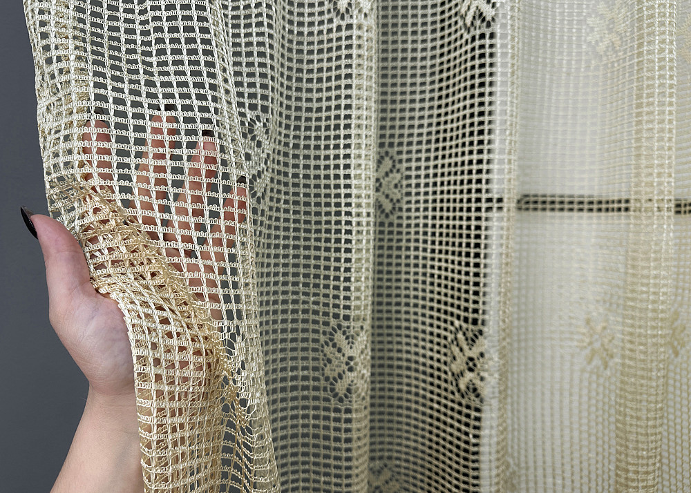 Тюль сетка VR-Textil Juli № 1873т Арка на кухню цвет бежевый с венге 400х150 см (53-0168) Киев - изображение 3