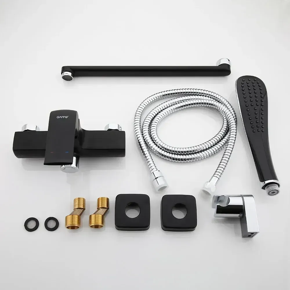 Смеситель для ванны с душевым гарнитуром GAPPO Aventador G2250 черный Киев - изображение 6