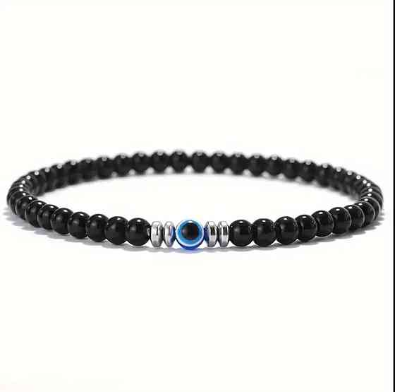 Браслет из обсидиана 4 мм с «глазом» — оберег от сглаза и негатива Киев