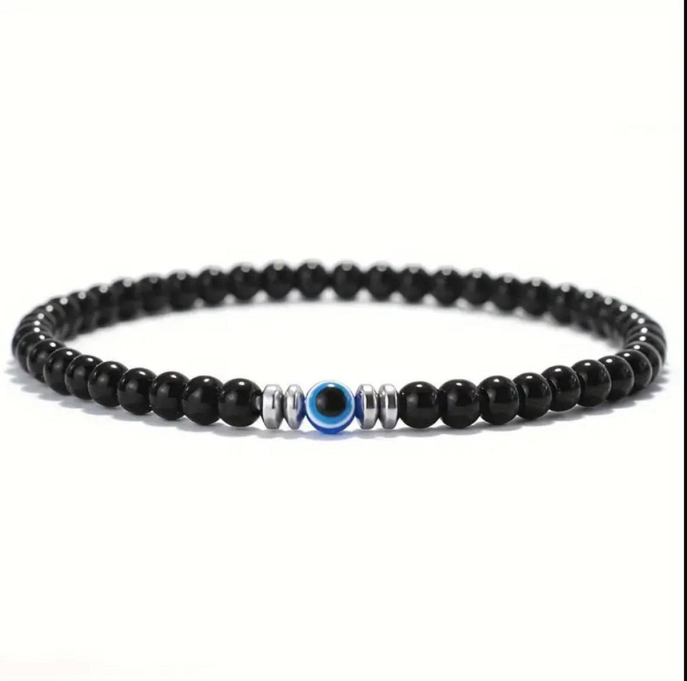 Браслет из обсидиана 4 мм с «глазом» — оберег от сглаза и негатива Киев - изображение 2