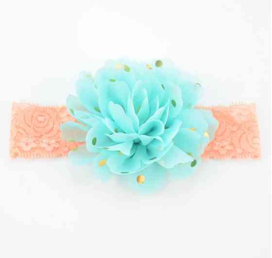 Детская повязка на голову персик + ментол - окружность головы приблизительно 40-52см, диаметр цветка 10см Киев