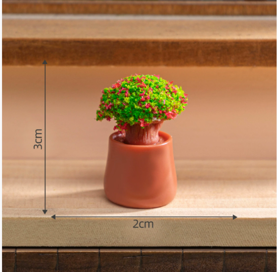 Мініатюрний вазон 2 х 1.7 см Червоні квіти для мінісада та хендмеду Зелений Одеса