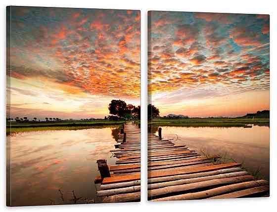 Модульная картина в гостиную / спальню Озеро захід сонця  TLV-2_017 90x132  см Киев