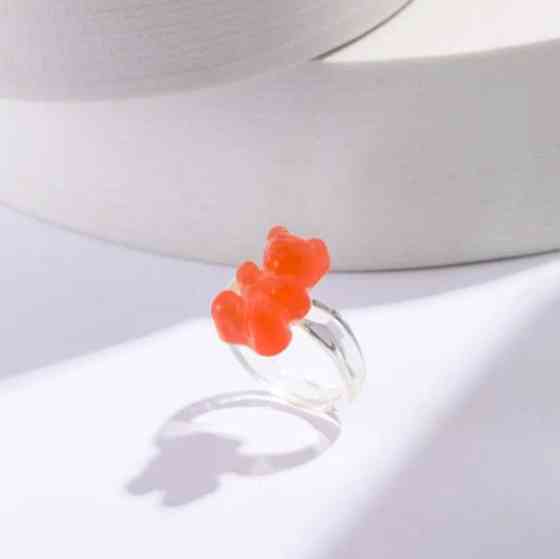 Кольцо с мишкой красное - окружность 4,5см (не регулируется), пластик Киев