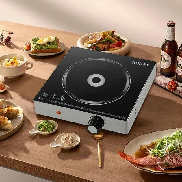 Електрична плита Sokany SK-231, 2000 Вт, 5 режимів приготування, склокераміка, компактна Одеса - фото 1