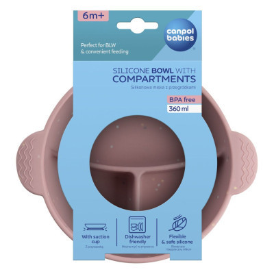 Тарілка дитяча Canpol babies DOTS силіконова на присосці з секціями, рожева (51/403_pin) Вінниця - фото 8