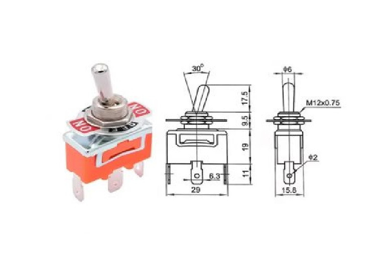 Тумблер 3 контакти, 3 положення (роз’єм під «маму») Харків - фото 1