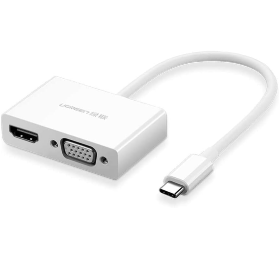 USB-хаб UGREEN USB Type C to HDMI + VGA Converter (White) Киев