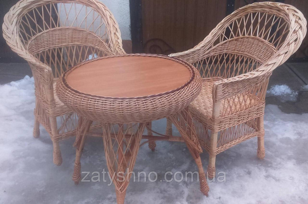 Меблі плетені з круглим столом Київ - фото 1