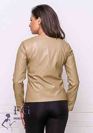 Тонка демісезонна куртка-жакет з екошкіри "Delmar" оптом | Розпродаж моделі 48, Бежевий Київ