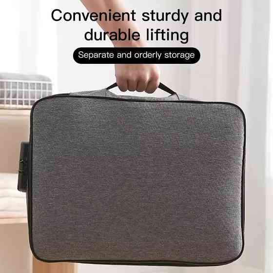 Сумка-органайзер для документів із замком водонепроникна на 5 відділень, сіра Кам'янець-Подільський