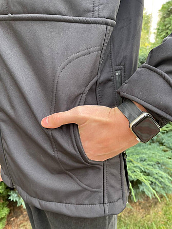 Водонепроникна чоловіча куртка з матеріалу Soft Shell (Чорна) M Вінниця - фото 7