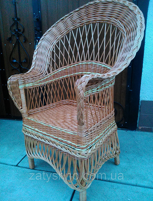 Плетені крісла з лози з широким плетінням Київ - фото 4