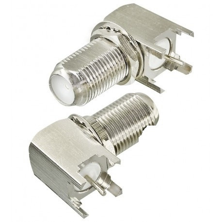 Гнездо F монтажное, на плату, угловое, латунь Полтава - изображение 1