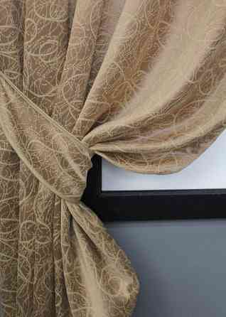 Комплект коротких штор VR-Textil Блэкаут-софт Жаклин № 671ш(А) Карамельный с бежевым 130х170 см 2шт (35-0315) Киев